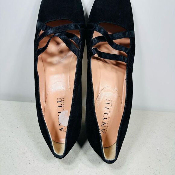 Anyi Lu Italy Real Suede Leather Heels Size US 9 Euro 39.5 - Picture 6 of 7